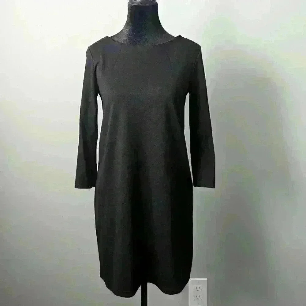 H&M LBD Little Black Dress Size XS 3/4 Sleeves Gold Zipper